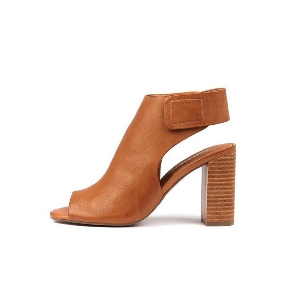 Gianni Bini Womens Cognac Brown Leather Open Toe Block Heel Sandals Size 8.5M